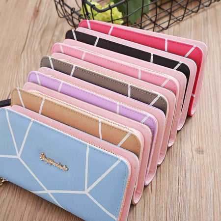 Womens Wallets and Purses Lady Long Zip Wallet Geometric Pattern
