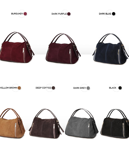 Nico Louise Women Real Split Suede Leather Boston Bag