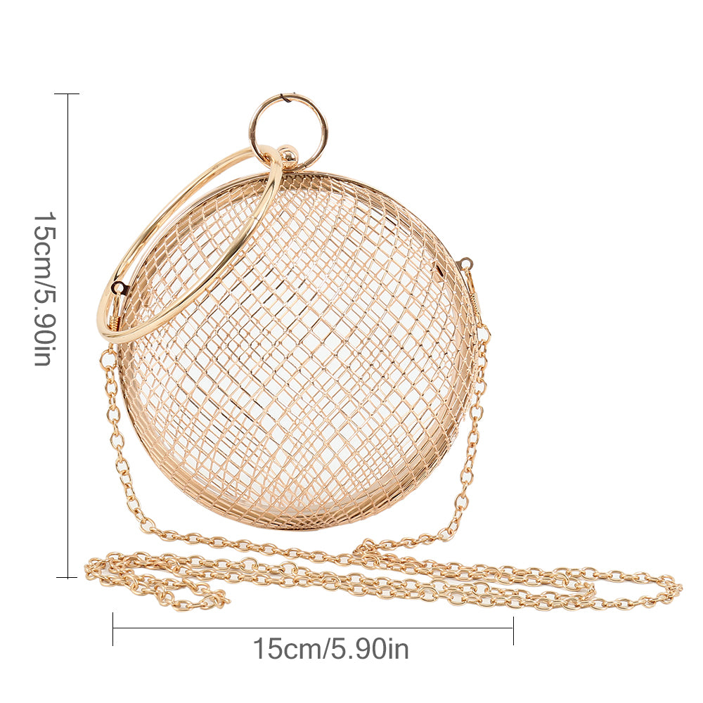 Hollow Metal Ball women shoulder bag gold