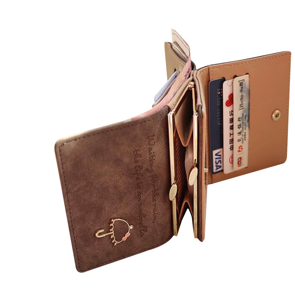 Women Umbrella Faux Leather Trifold Leather Wallet