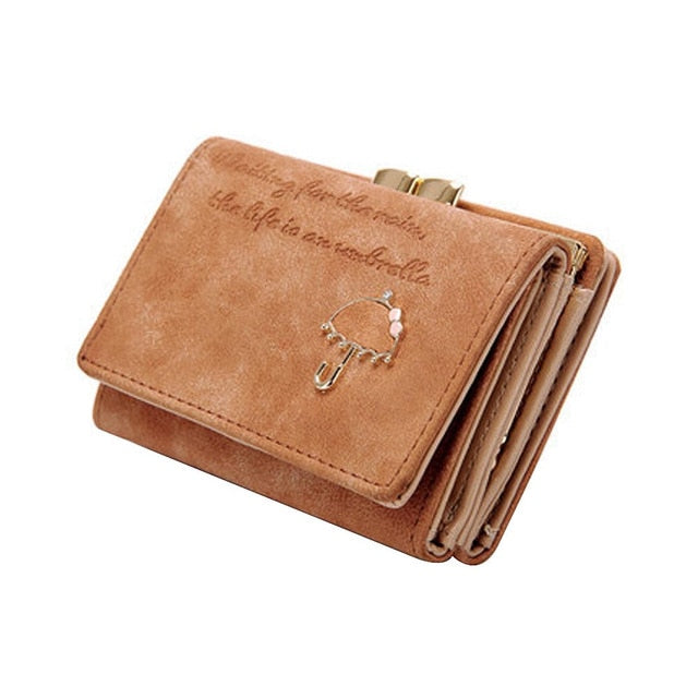Women Umbrella Faux Leather Trifold Leather Wallet