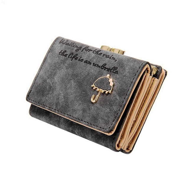 Women Umbrella Faux Leather Trifold Leather Wallet
