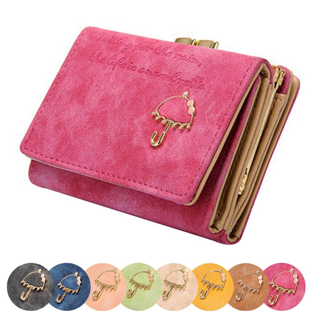 Women Umbrella Faux Leather Trifold Leather Wallet