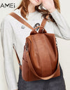 Laamei Backpack Women Retro PU Leather Backpack