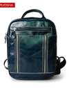 Women Genuine Leather Backpack Blue Sea