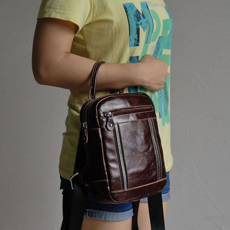 Women Genuine Leather Backpack Blue Sea