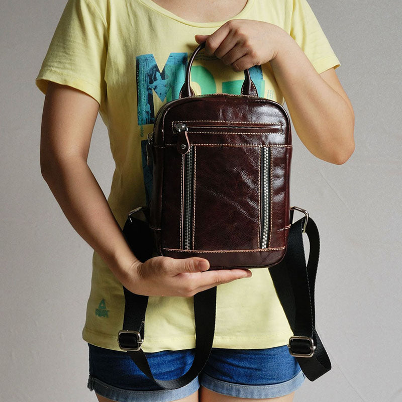 Women Genuine Leather Backpack Blue Sea