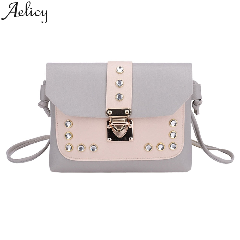 Hit Color Rhinestone Crossbody Bag Ladies