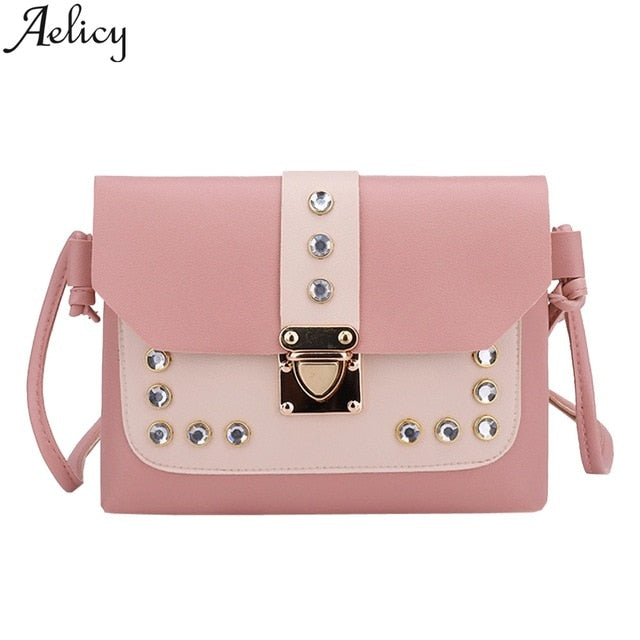 Hit Color Rhinestone Crossbody Bag Ladies