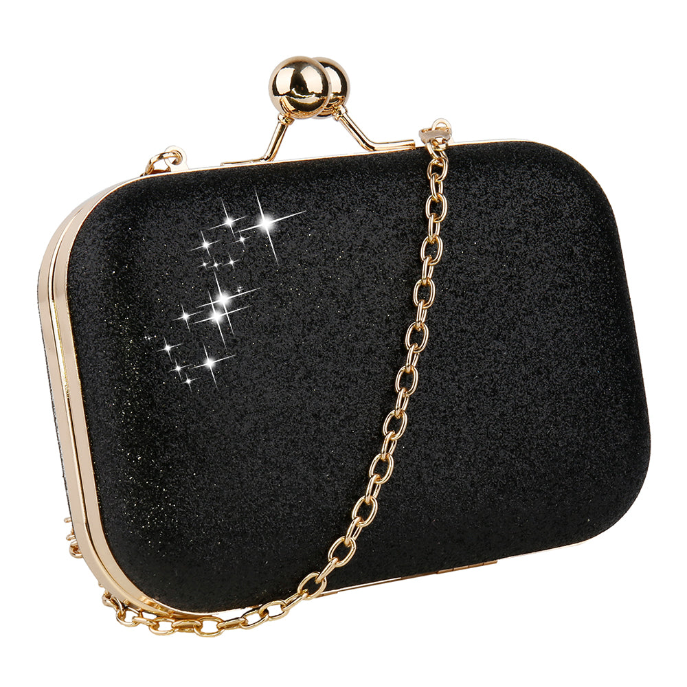 Woman Evening Bag Gold Glittered Hasp Clutch Bags