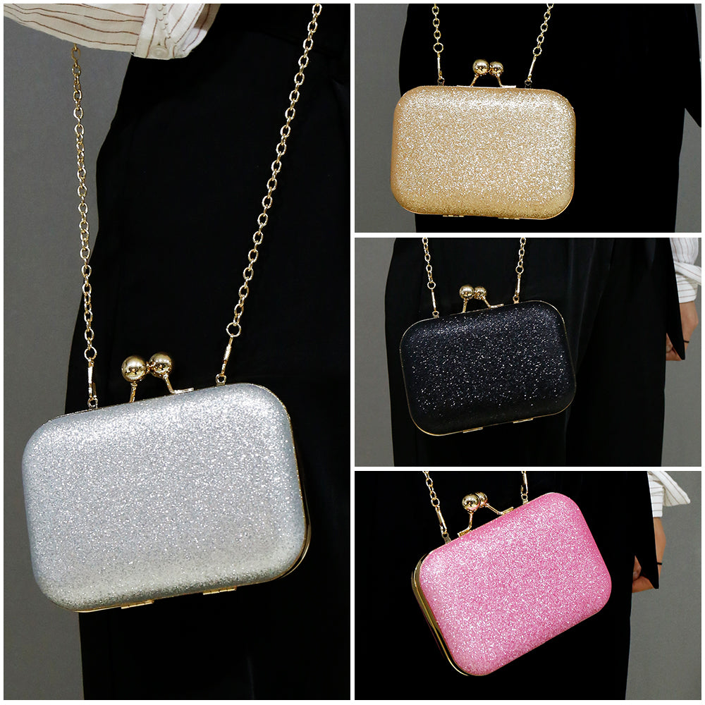 Woman Evening Bag Gold Glittered Hasp Clutch Bags
