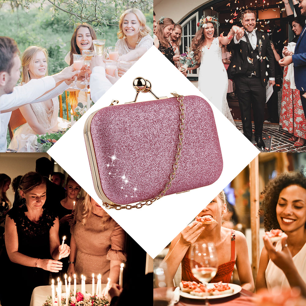 Woman Evening Bag Gold Glittered Hasp Clutch Bags