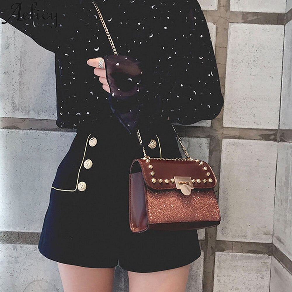 Fashion Sequins Leather Shoulder Bags