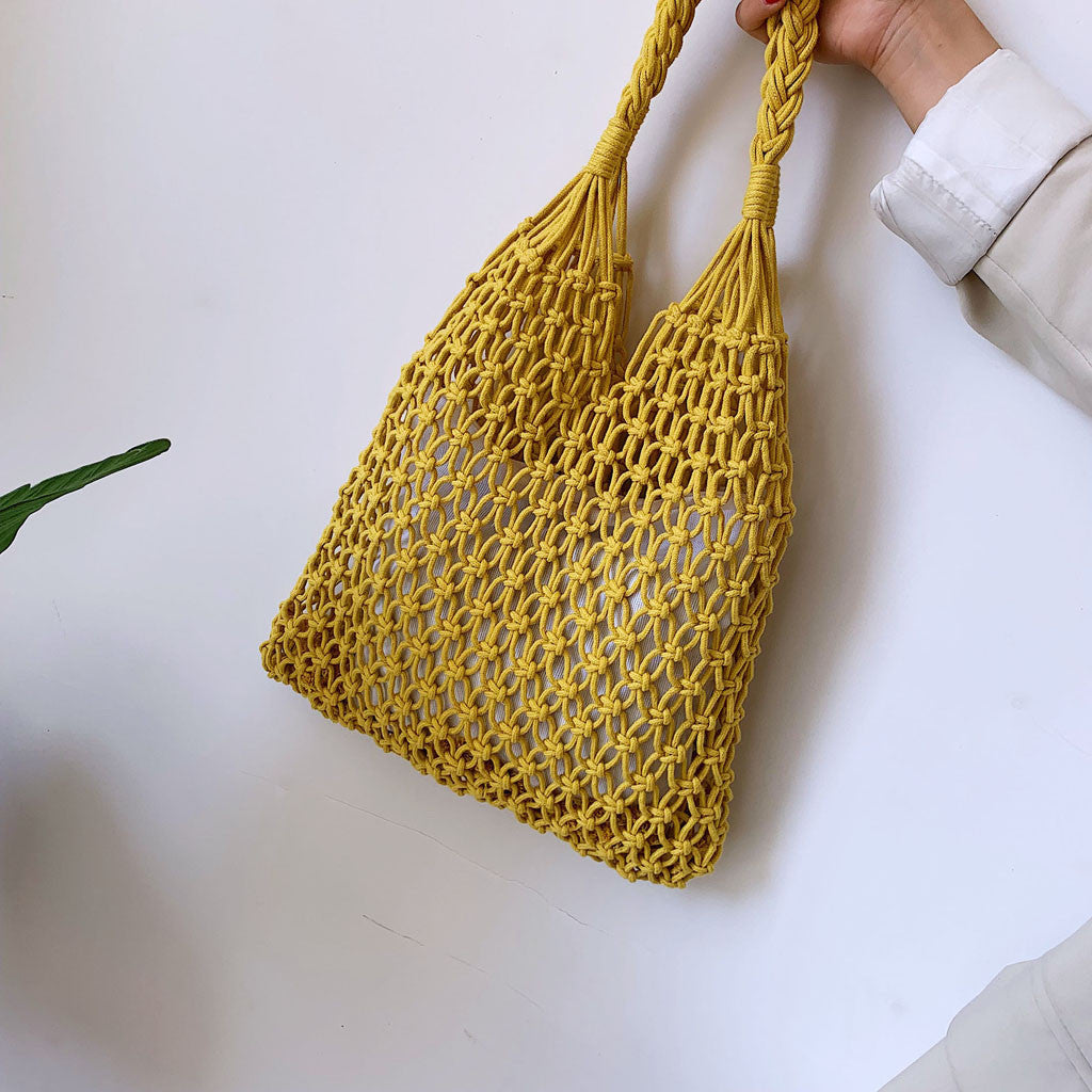 Woven Shoulder Bag Solid Color Handbag Woven Bags