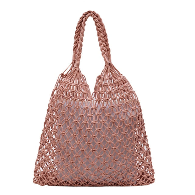 Woven Shoulder Bag Solid Color Handbag Woven Bags