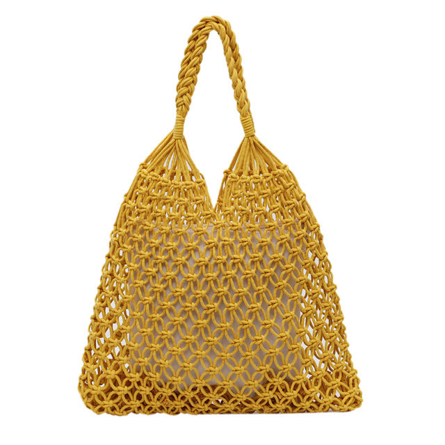 Woven Shoulder Bag Solid Color Handbag Woven Bags