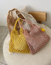 Woven Shoulder Bag Solid Color Handbag Woven Bags