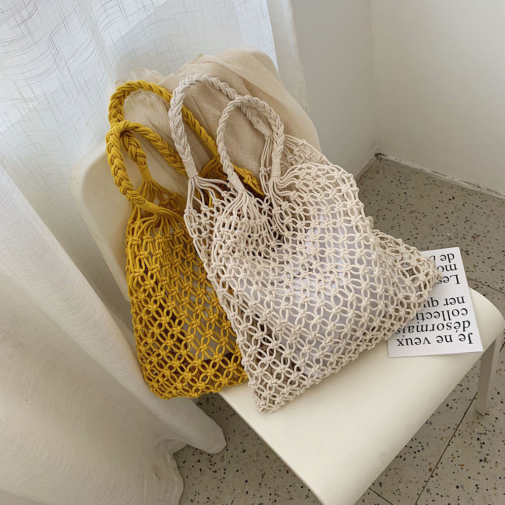 Woven Shoulder Bag Solid Color Handbag Woven Bags