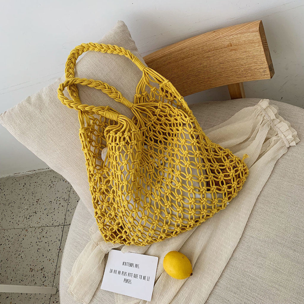 Woven Shoulder Bag Solid Color Handbag Woven Bags