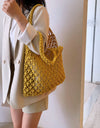 Woven Shoulder Bag Solid Color Handbag Woven Bags