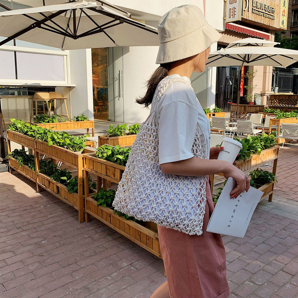 Woven Shoulder Bag Solid Color Handbag Woven Bags
