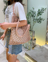 Woven Shoulder Bag Solid Color Handbag Woven Bags