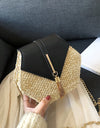 Women Retro Weave Leather Tassel Chain Crossbody  Bag
