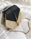 Women Retro Weave Leather Tassel Chain Crossbody  Bag