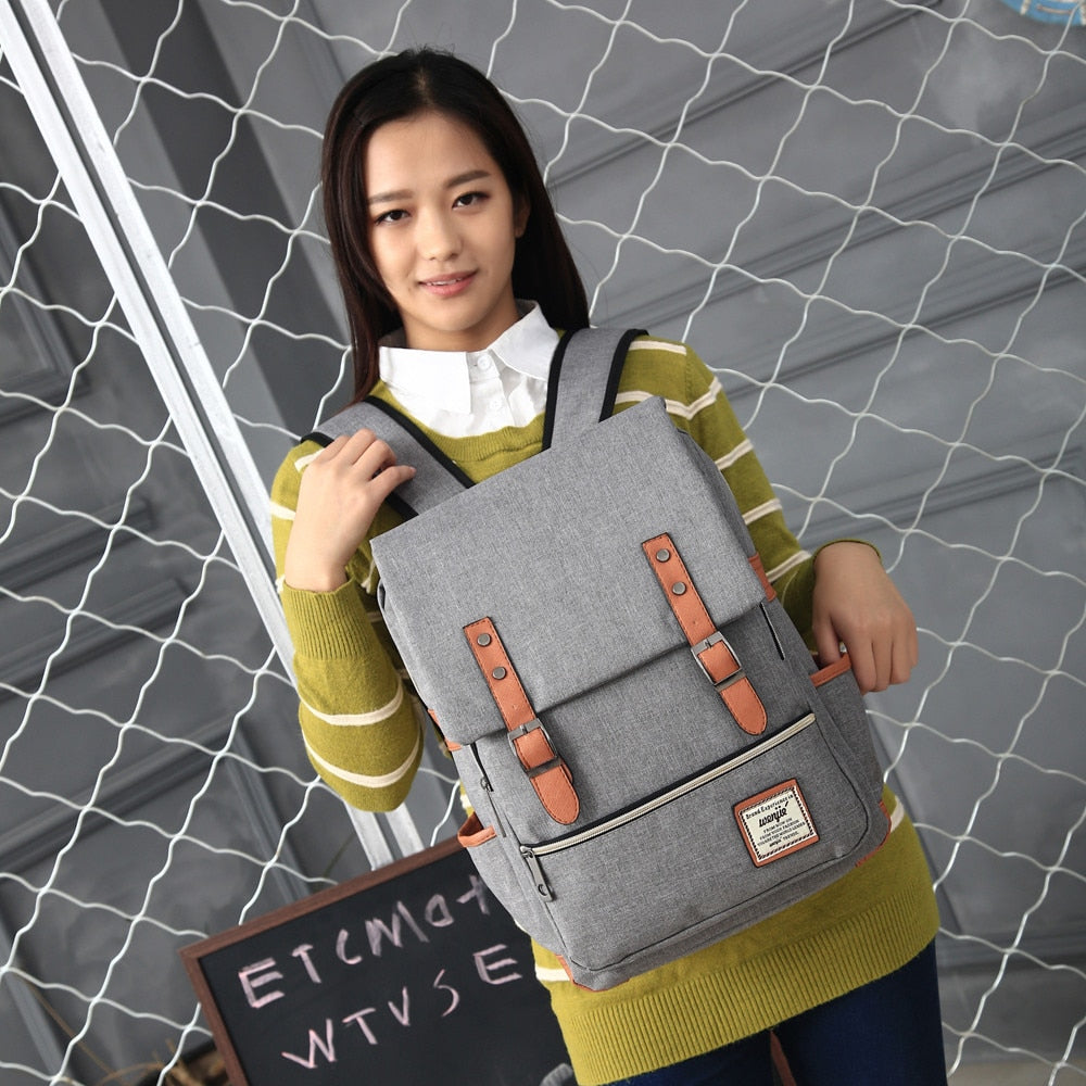 women's vintage canvas travel backpack