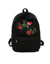 Women Girls Embroidery Rose School Bag Travel Backpack