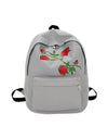 Women Girls Embroidery Rose School Bag Travel Backpack