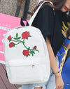 Women Girls Embroidery Rose School Bag Travel Backpack