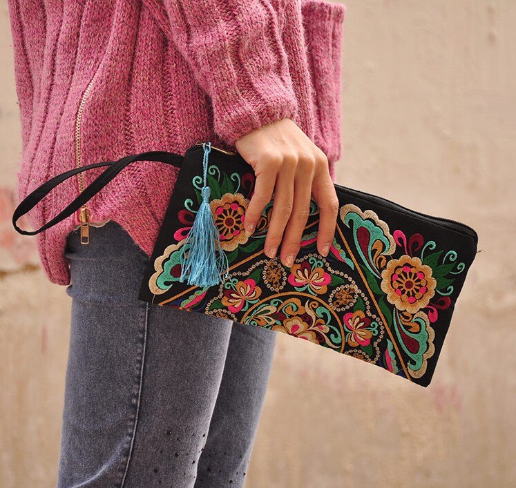 Ethnic National Retro Butterfly Flower Clutch Bags