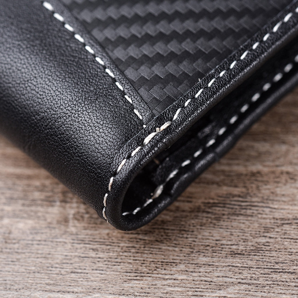 Men Wallets Carbon Fiber Leather Wallet Anti-magnetic