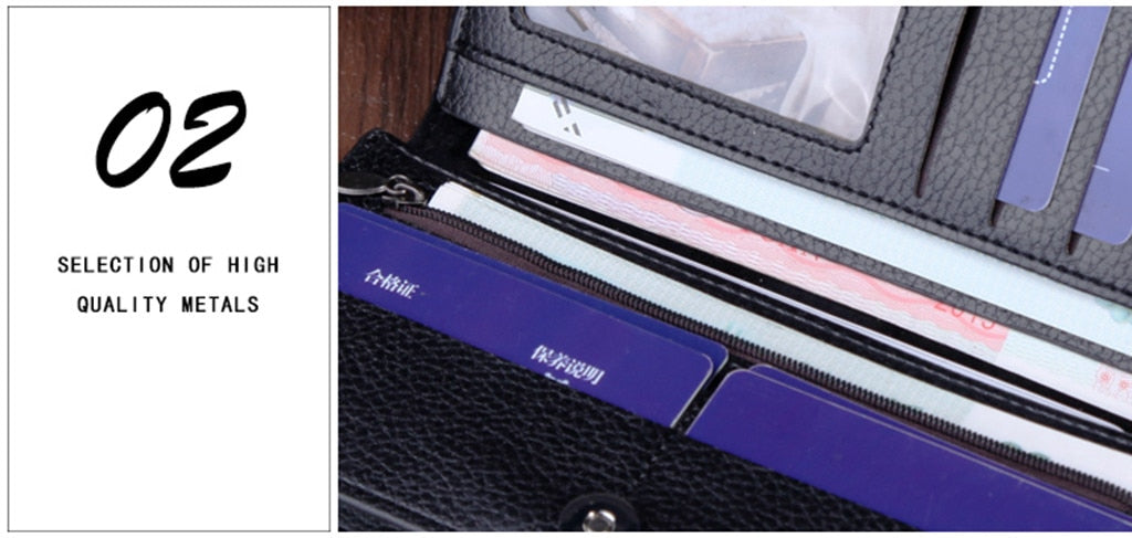 Men Wallets Vintage Men Leather Luxury Long Wallet