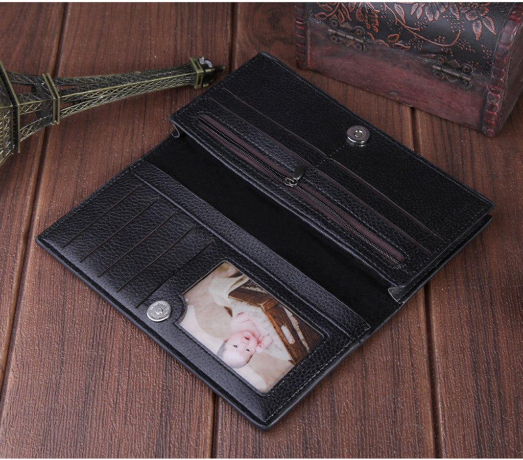 Men Wallets Vintage Men Leather Luxury Long Wallet