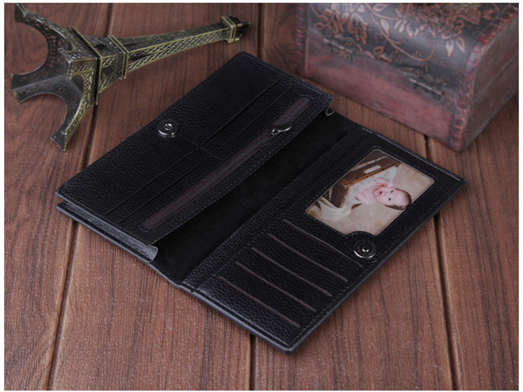 Men Wallets Vintage Men Leather Luxury Long Wallet